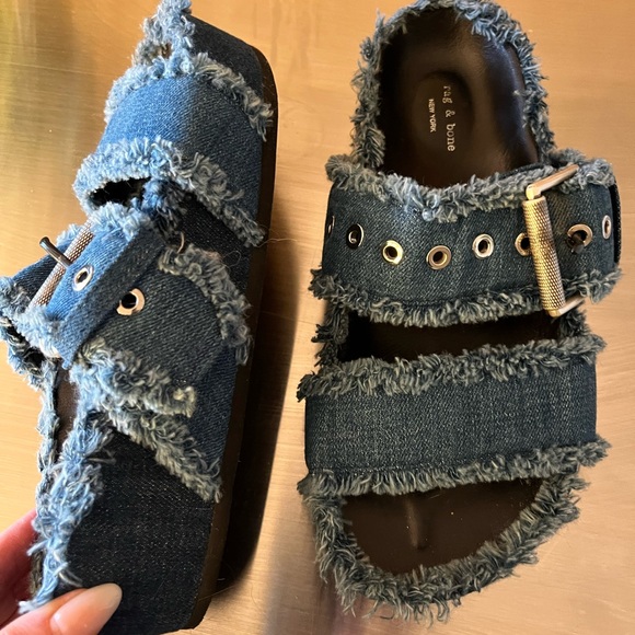 Rag & Bone Sandals Evin Denim Platform Slide - Picture 5 of 10